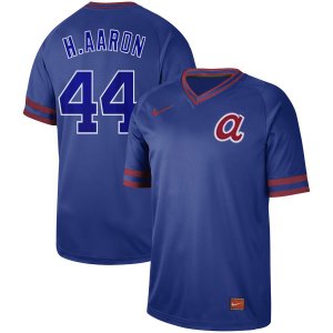 Braves #44 Hank Aaron Royal Throwback Jersey