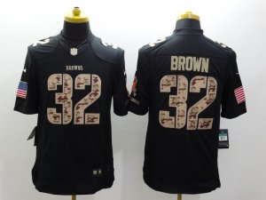 Nike cleveland browns #32 Brown Black Salute to Service Jerseys(Limited)