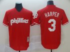Phillies #3 Bryce Harper Red Throwback Jersey