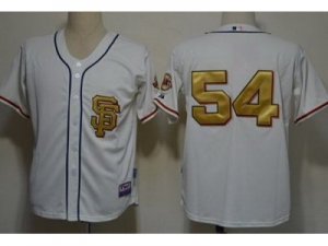 MLB San Francisco Giants #54 Sergio Romo Cream Gold Number