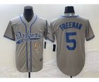 Men's Los Angeles Dodgers #5 Freddie Freeman Number Grey Cool Base Stitched Baseball Jersey