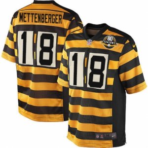 Mens Nike Pittsburgh Steelers #18 Zach Mettenberger Limited Yellow Black Alternate 80TH Anniversary Throwback NFL Jersey