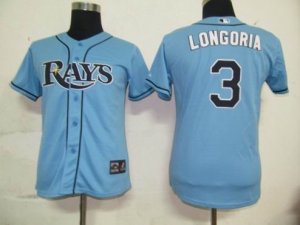 MLB Women Jerseys Tampa Bay Rays #3 Longoria Baby blue