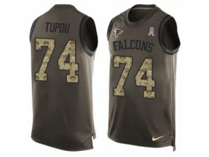 Mens Nike Atlanta Falcons #74 Tani Tupou Limited Green Salute to Service Tank Top NFL Jersey