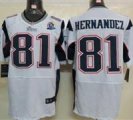 Nike Patriots #81 Aaron Hernandez White With Hall of Fame 50th Patch NFL Elite Jersey