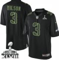 Nike Seattle Seahawks #3 Russell Wilson Black Super Bowl XLVIII NFL Impact Limited Jersey