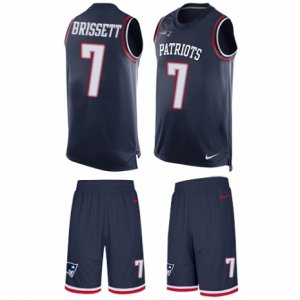 Mens Nike New England Patriots #7 Jacoby Brissett Limited Navy Blue Tank Top Suit NFL Jersey