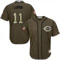 Men Cincinnati Reds #11 Barry Larkin Green Salute to Service Stitched Baseball Jersey