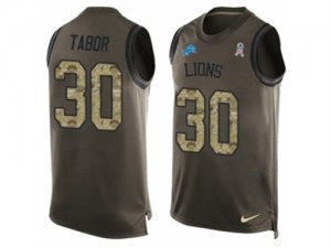 Mens Nike Detroit Lions #30 Teez Tabor Limited Green Salute to Service Tank Top NFL Jersey