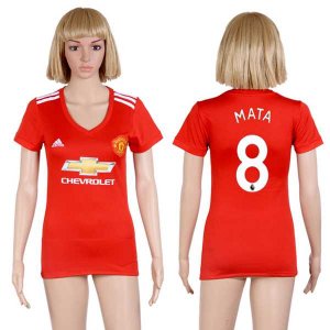 2017-18 Manchester United 8 MATA Home Women Soccer Jersey