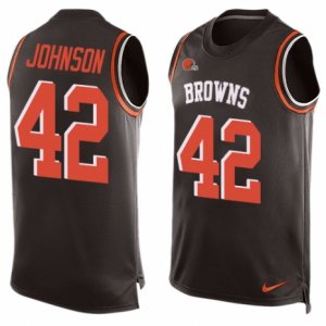 Mens Nike Cleveland Browns #42 Malcolm Johnson Limited Brown Player Name & Number Tank Top NFL Jersey