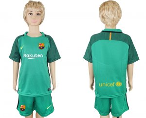 2017-18 Barcelona Green Youth Goalkeeper Soccer Jersey