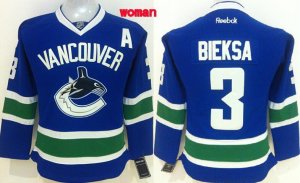 Women NHL Vancouver Canucks #3 Kevin Bieksa Blue Jerseys