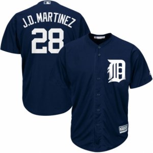 Men\'s Majestic Detroit Tigers #28 J. D. Martinez Replica Navy Blue Cool Base MLB Jersey