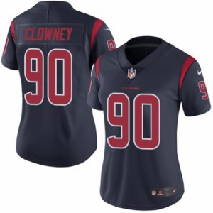 Women\'s Nike Houston Texans #90 Jadeveon Clowney Limited Navy Blue Rush NFL Jersey