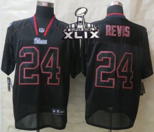 2015 Super Bowl XLIX Nike New England Patriots #24 Revis Black Jerseys(Lights Out Elite)