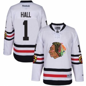 Youth Reebok Chicago Blackhawks #1 Glenn Hall Authentic White 2017 Winter Classic NHL Jersey