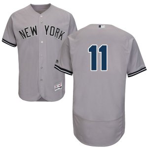 Men\'s Majestic New York Yankees #11 Brett Gardner Grey Flexbase Authentic Collection MLB Jersey