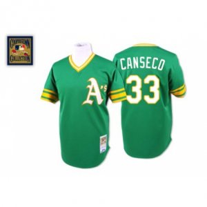 Men\'s Mitchell and Ness Oakland Athletics #33 Jose Canseco Replica Green Throwback MLB Jersey