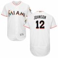 Mens Majestic Miami Marlins #12 Chris Johnson White Flexbase Authentic Collection MLB Jersey