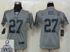 2013 Super Bowl XLVII Youth NEW NFL Baltimore Ravens 27 Ray Rice Lights Out Grey Elite Jerseys