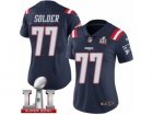 Womens Nike New England Patriots #77 Nate Solder Limited Navy Blue Rush Super Bowl LI 51 NFL Jersey