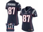 Womens Nike New England Patriots #87 Rob Gronkowski Navy Blue Team Color Super Bowl LI Champions NFL Jersey