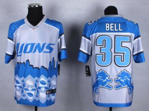 Nike Detroit Lions #35 Joique Bell Blue Jerseys(Style Noble Fashion Elite)