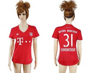 Womens Bayern Munchen #31 Schweinsteiger Home Soccer Club Jersey