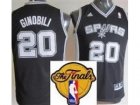 Youth San Antonio Spurs #20 Manu Ginobili Black(Revolution 30 Swingman 2013 Finals Patch)