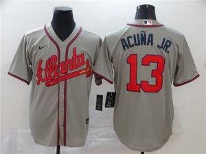 Braves #13 Ronald Acuna Jr. Gray 2020 Nike Cool Base Jersey