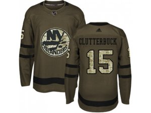 Youth Adidas New York Islanders #15 Cal Clutterbuck Green Salute to Service Stitched NHL Jersey