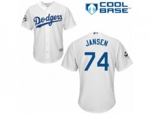 Youth Majestic Los Angeles Dodgers #74 Kenley Jansen Replica White Home 2017 World Series Bound Cool Base MLB Jersey