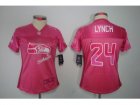 Nike Women Seattle Seahawks #24 Marshawn Lynch pink Jerseys(2012 Fem Fan)