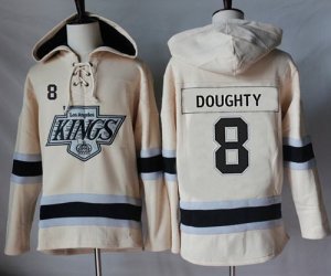 Mens Los Angeles Kings #8 Drew Doughty Cream Sawyer Hooded Sweatshirt Stitched NHL Jersey