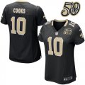 Womens New Orleans Saints #10 Brandin Cooks Black 50th Anniversary Game Jersey