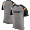Pittsburgh Steelers Enzyme Shoulder Stripe Raglan T-Shirt Heathered Gray