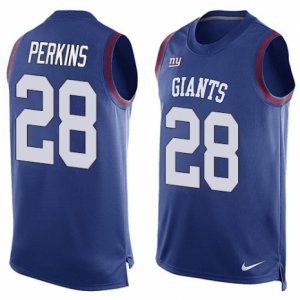 Mens Nike New York Giants #28 Paul Perkins Limited Royal Blue Player Name & Number Tank Top NFL Jersey