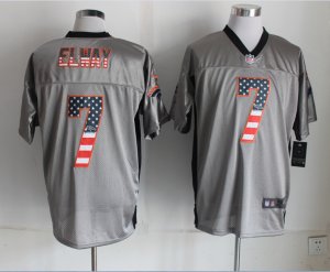 Nike Denver Broncos #7 John Elway grey Jerseys(Elite USA Flag Fashion)