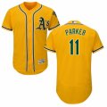 Men's Majestic Oakland Athletics #11 Jarrod Parker Gold Flexbase Authentic Collection MLB Jersey