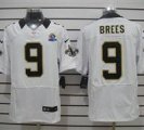 Nike Saints #9 Drew Brees White With Hall of Fame 50th Patch NFL Elite Jersey