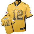 Nike Pittsburgh Steelers #12 Terry Bradshaw Gold Jersey(Elite Drift Fashion)