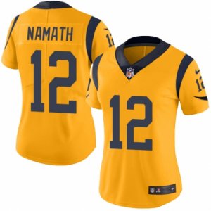 Women\'s Nike Los Angeles Rams #12 Joe Namath Limited Gold Rush NFL Jersey