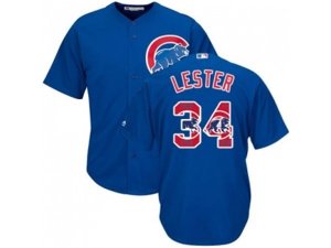 Chicago Cubs #34 Jon Lester Blue Team Logo Fashion Stitched MLB Jersey