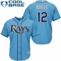 Mens Majestic Tampa Bay Rays #12 Wade Boggs Replica Light Blue Alternate 2 Cool Base MLB Jersey