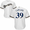Men's Majestic Milwaukee Brewers #39 Chris Capuano Replica White Home Cool Base MLB Jersey