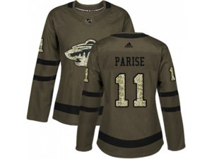 Women Adidas Minnesota Wild #11 Zach Parise Green Salute to Service Stitched NHL Jersey