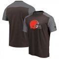 Cleveland Browns NFL Pro Line by Fanatics Branded Iconic Color Block T-Shirt BrownHeathered Gray
