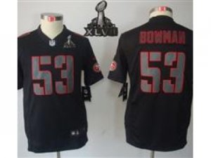 2013 Nike Super Bowl XLVII NFL Youth San Francisco 49ers #53 Navorro Bowman Black Jerseys(Impact Limited)