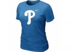women MLB Philadelphia Phillies Heathered L.blue Nike Blended T-Shirt